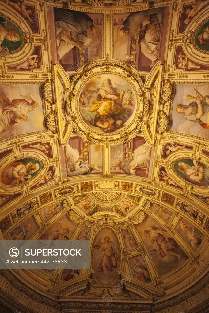 Italy, Rome, Vatican Museums, Ceiling of Gallery of Maps