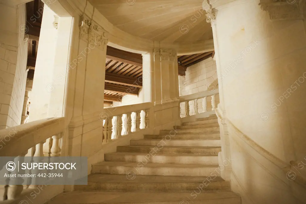France, Loire Valley, Chambord Castle, The Grand Staircase