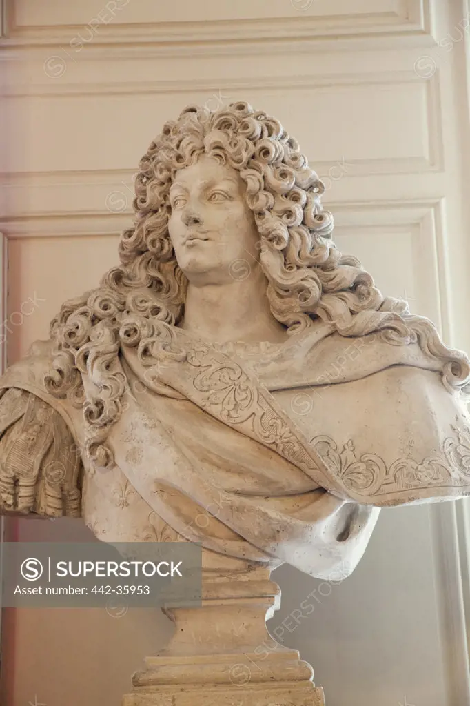 France, Loire Valley, Chambord Castle, Bust of King Louis XIV