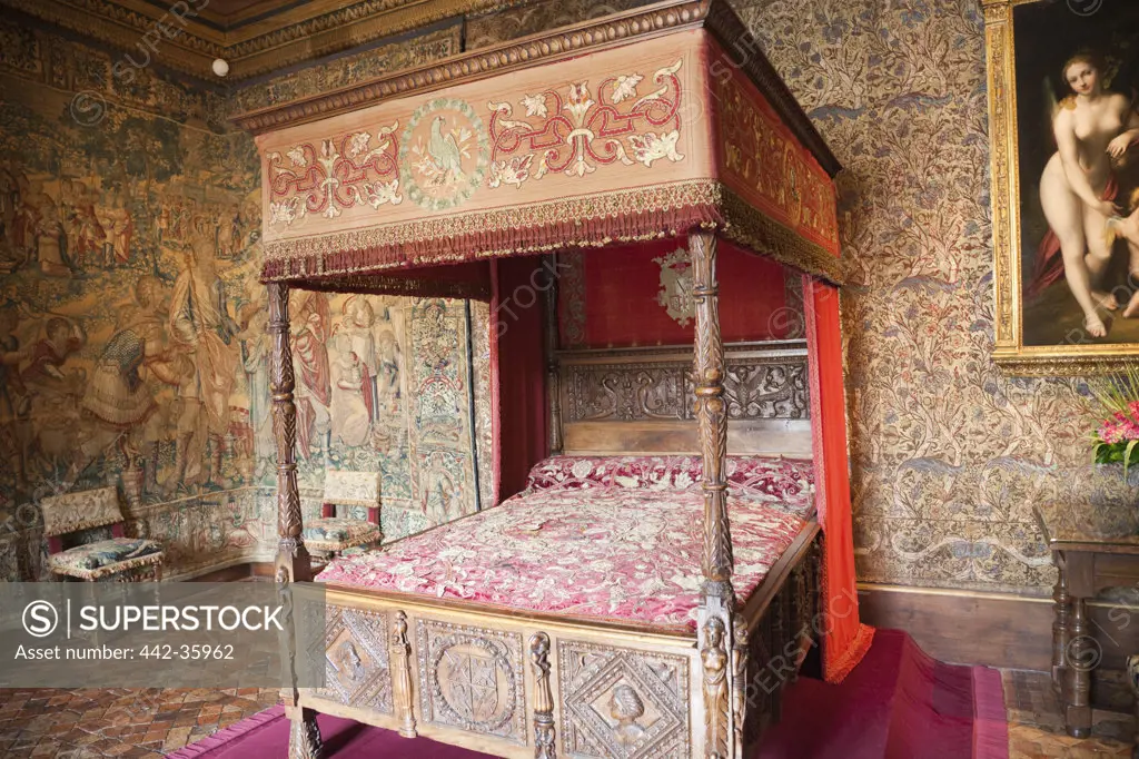 France, Loire Valley, Chenonceau Castle, Catherine de'Medici's Bedroom