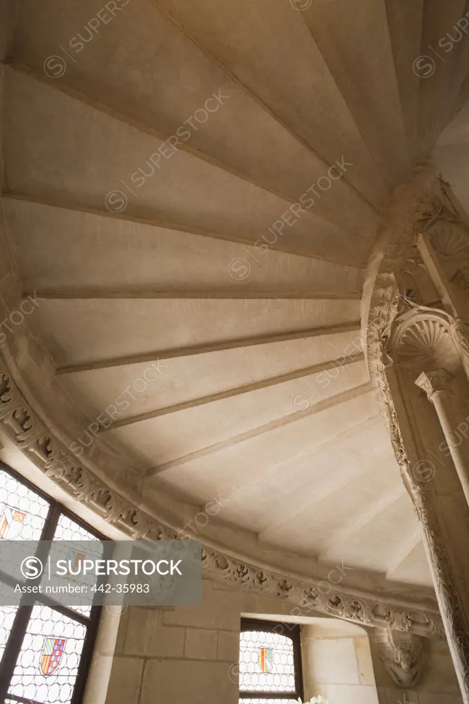 France, Loire Valley, Chaumont Castle, Spiral Staircase