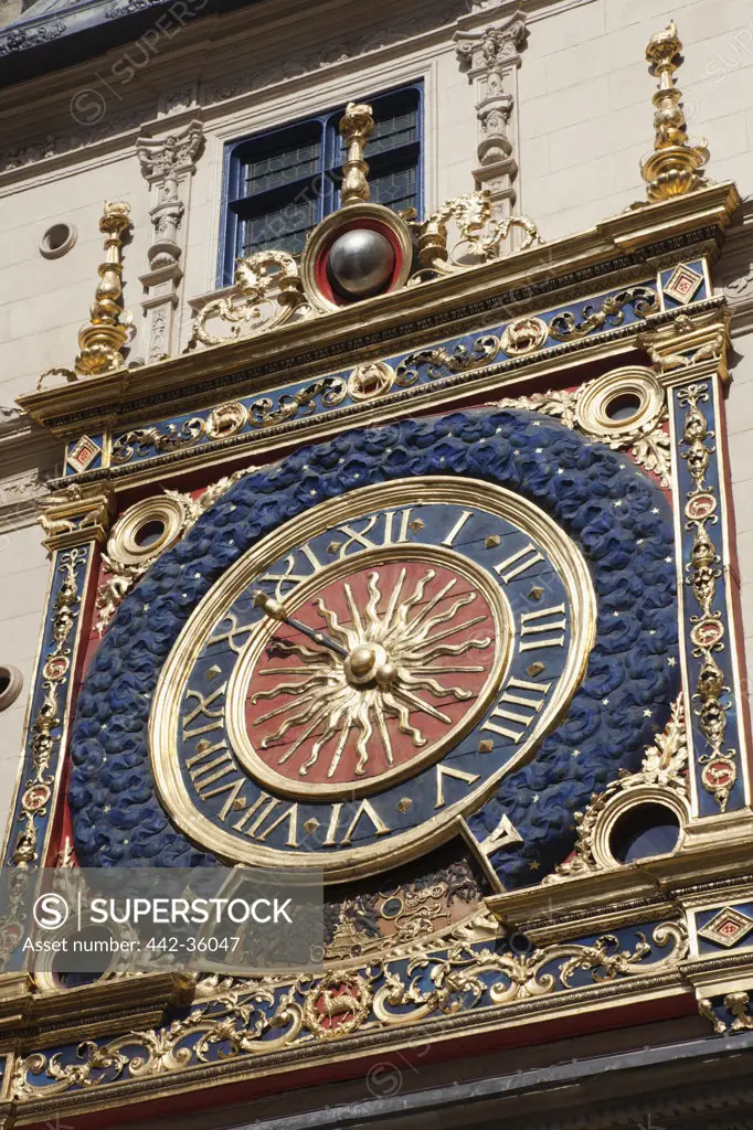 France, Normandy, Rouen, The Gros Horloge aka The Great Clock detail