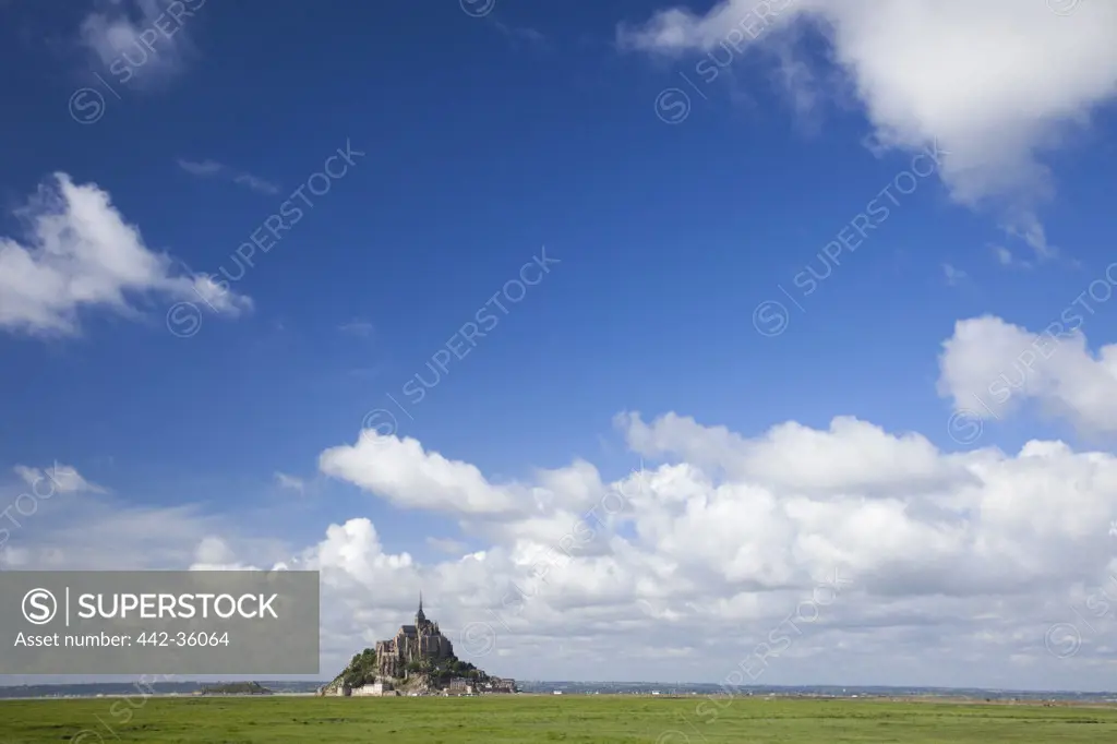 France, Normandy, Mont St.Michel under blue sky