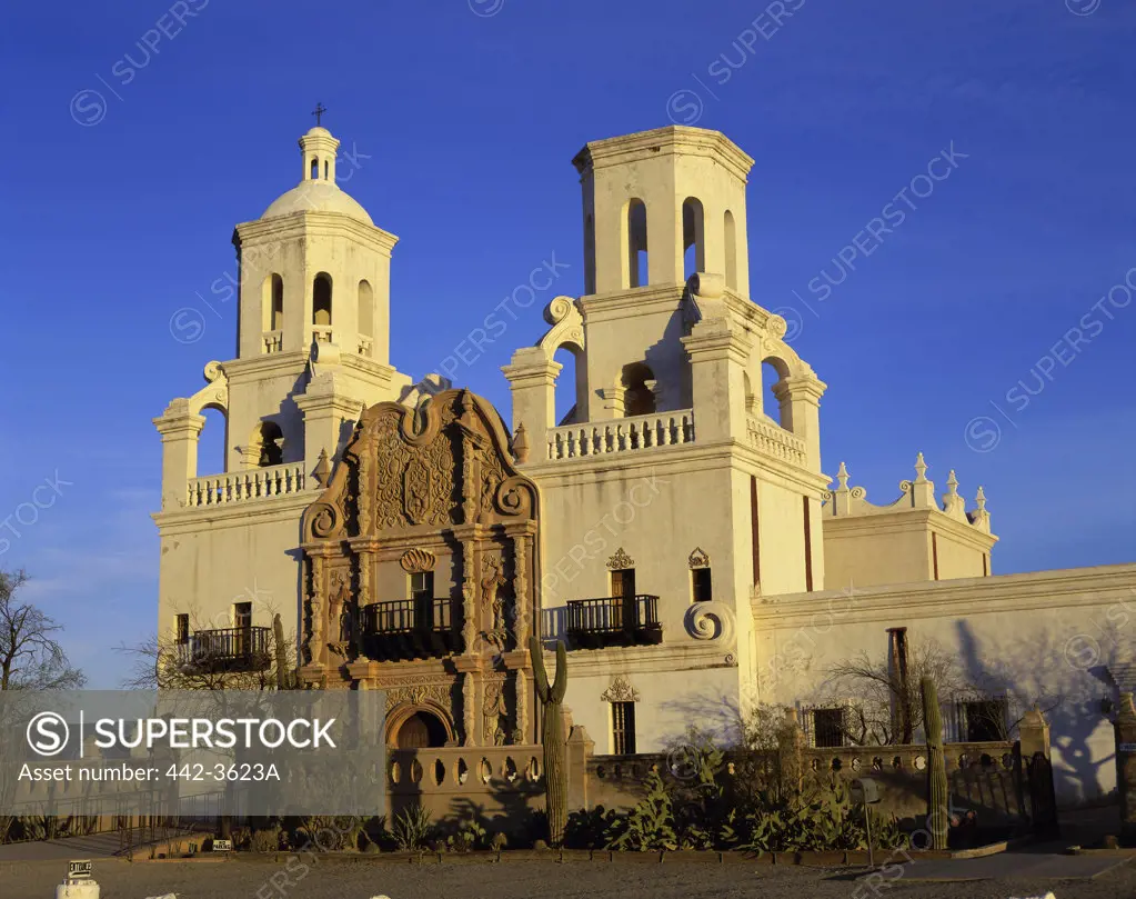 Facade of a cathedral, Mission San Xavier del Bac, Tucson, Arizona, USA