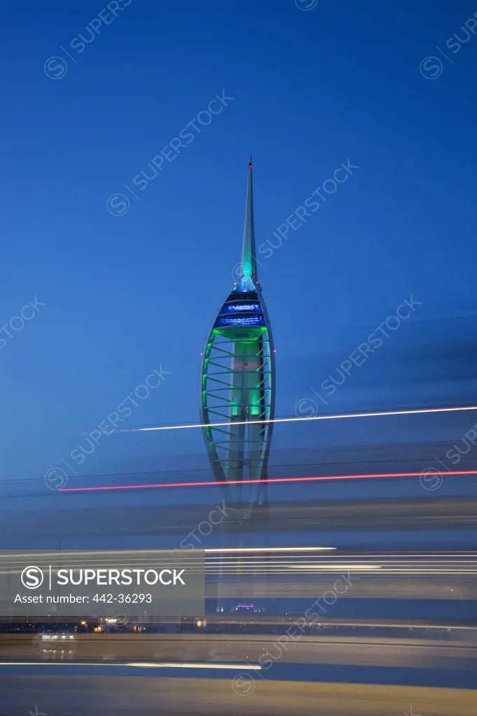 Tower at night, Spinnaker Tower, Portsmouth, Hampshire, England