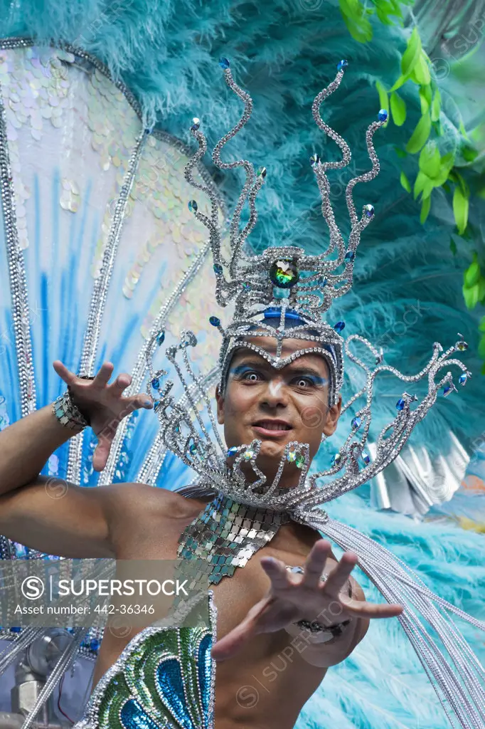 Male performer during the Notting Hill Carnival, Notting Hill, London, England