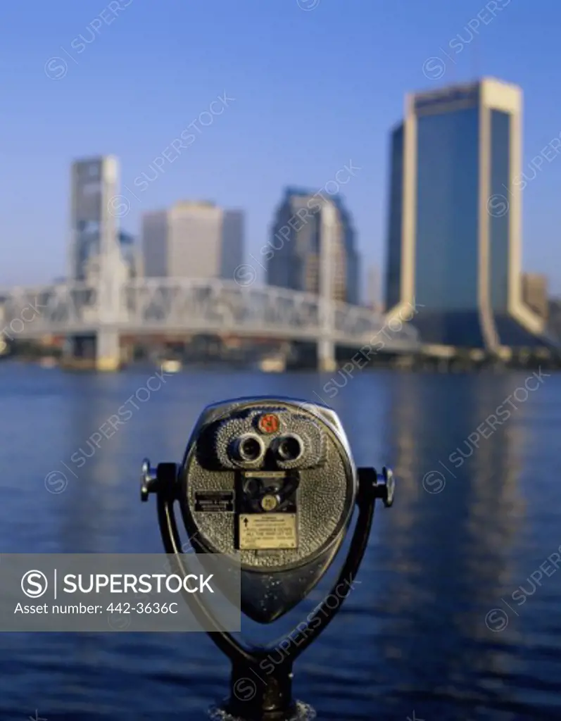 Close-up of coin-operated binoculars, Jacksonville, Florida, USA