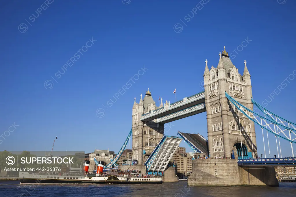Bridge across a river, Tower Bridge, Thames River, London, England