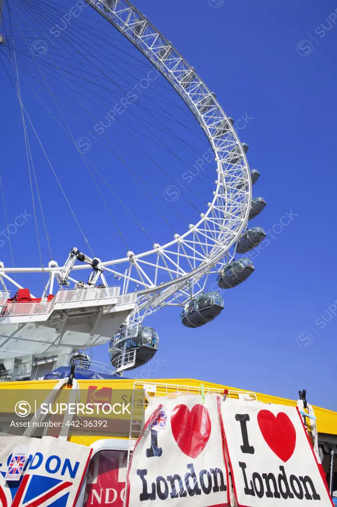 Low angle view of a ferris wheel, Millennium Wheel, London, England