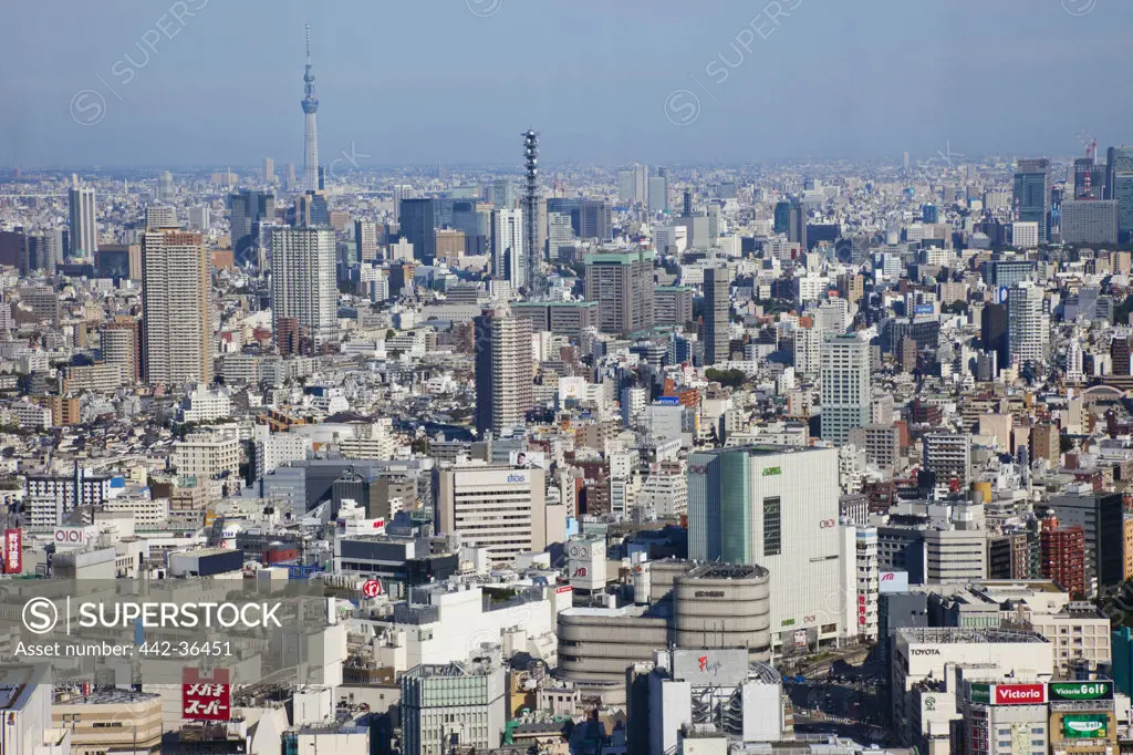 Tokyo skyline view from City Hall, Shinjuku Ward, Tokyo, Japan