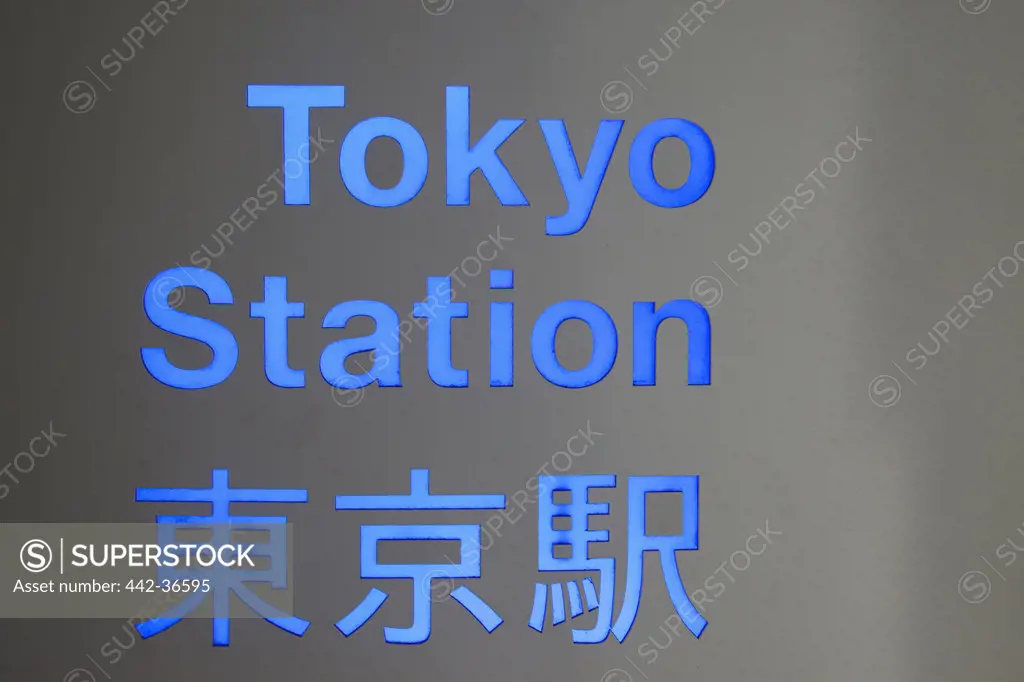 Station name sign, Tokyo Station, Tokyo, Japan