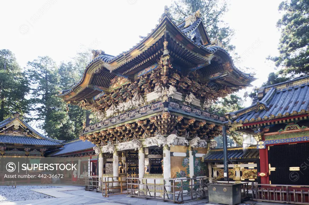 Yomeimon gate of a shrine, Toshu-gu Shrine, Nikko, Honshu, Japan