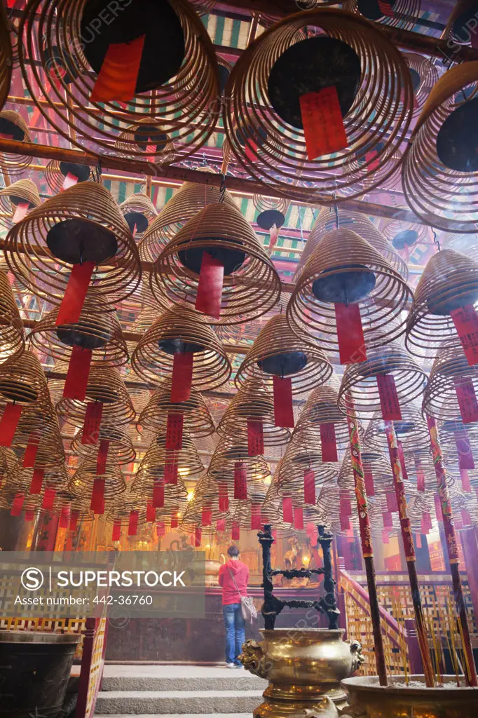 Incense coils in a temple, Man Mo Temple, Hollywood Road, Hong Kong, China