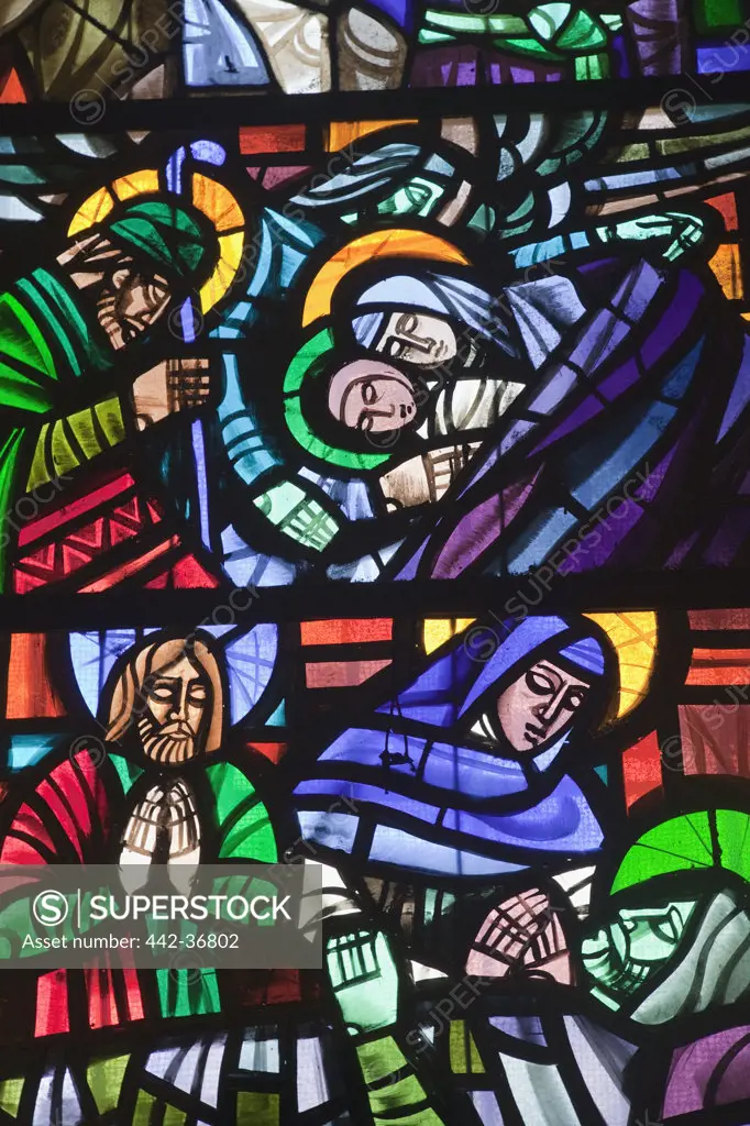 Stained glass window depicting the Life of Christ, Manila Cathedral, Intramuros, Manila, Philippines