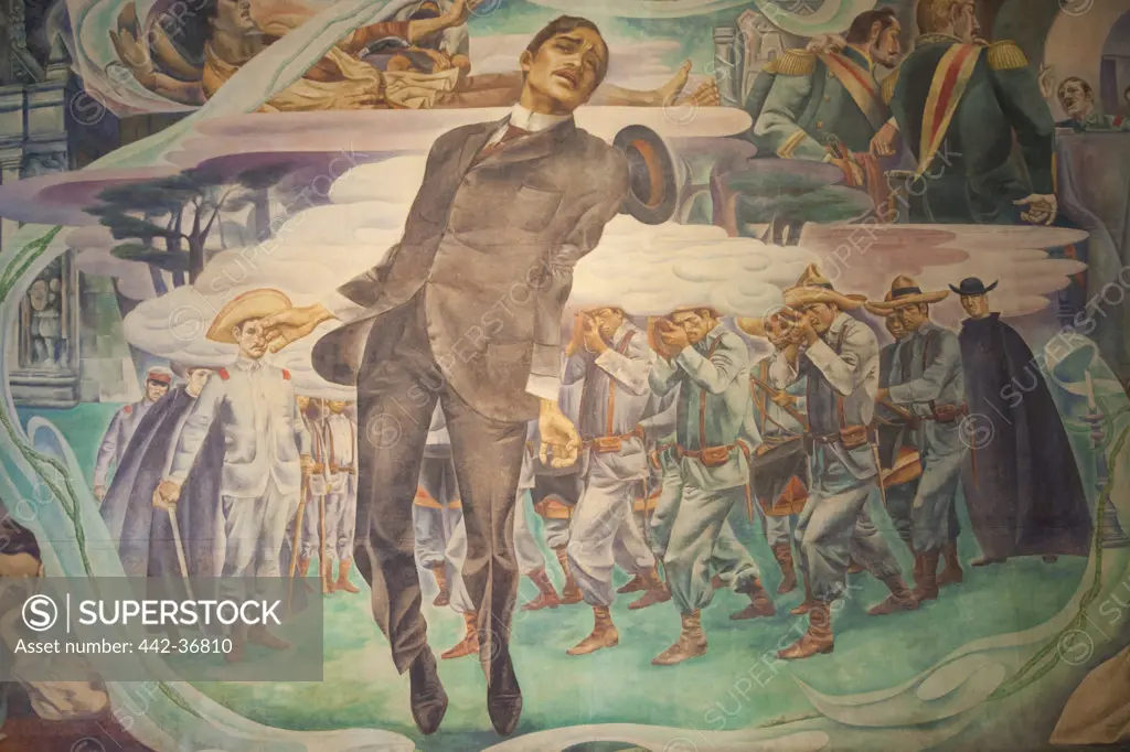 Mural depicting the execution of Dr. Jose Rizal, Rizal Shrine, Fort Santiago, Intramuros, Manila, Philippines