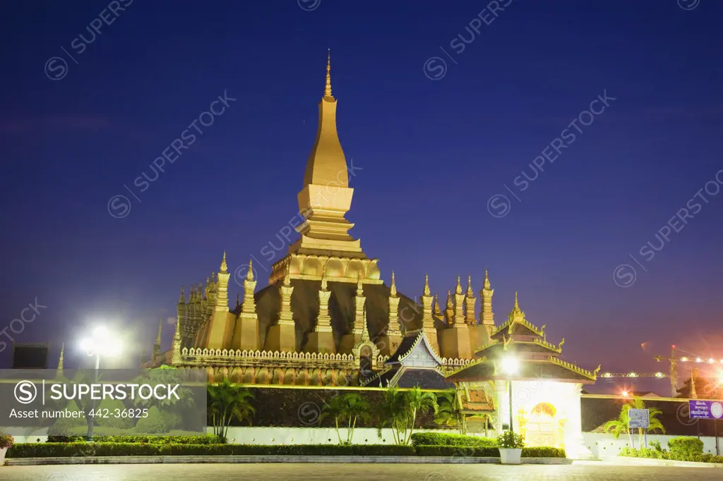 Stupa at night, Pha That Luang, Vientiane, Laos