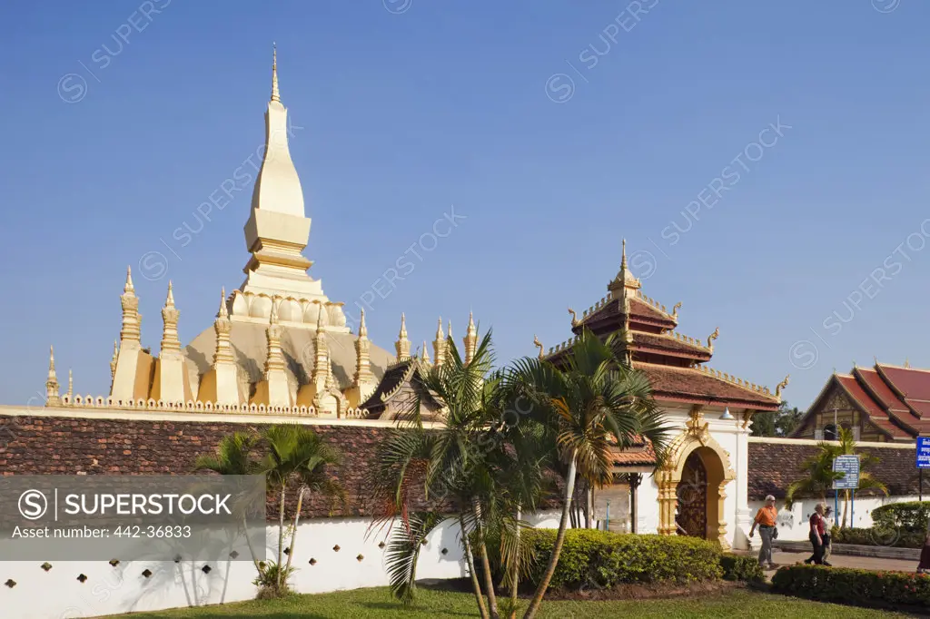 Facade of the Buddhist stupa, Pha That Luang, Vientiane, Laos