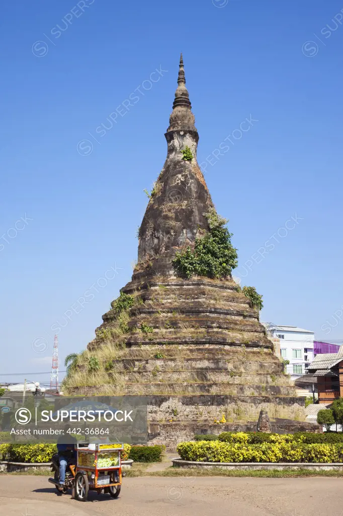 Old stupa in a city, That Dam, Vientiane, Laos