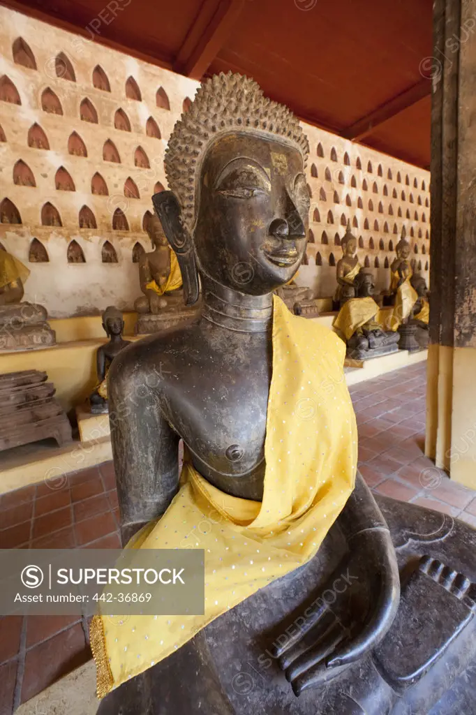 Buddha statue in a temple, Wat Si Saket, Vientiane, Laos