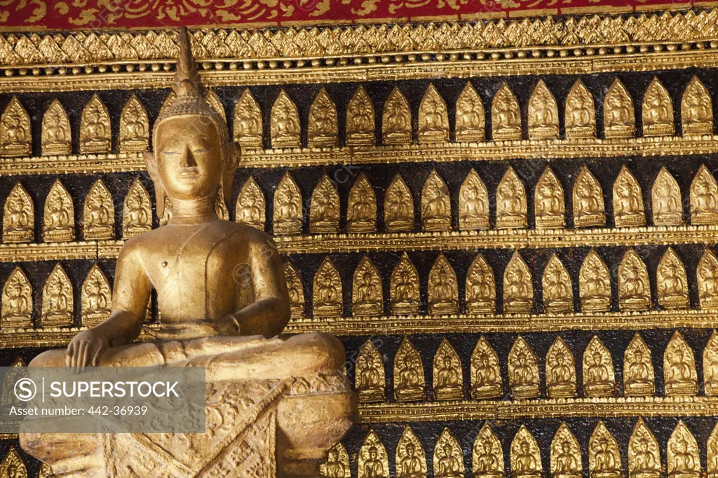 Interiors of the Reclining Buddha Sanctuary, Wat Xieng Thong, Luang Phabang, Laos