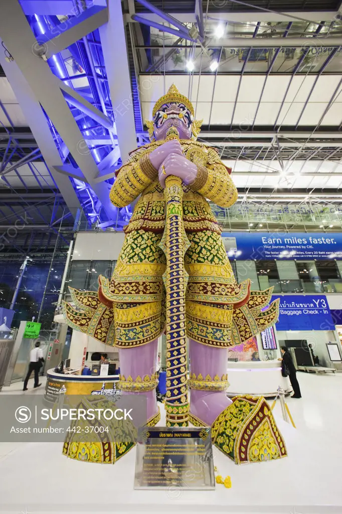 Temple guardian statue in an airport, Suvarnabhumi Airport, Bangkok, Thailand