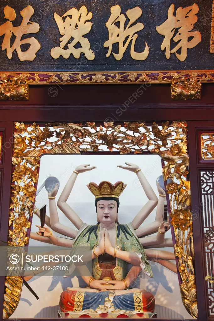Chinese Goddess statue at a temple, Thian Hock Keng Temple, Chinatown, Singapore