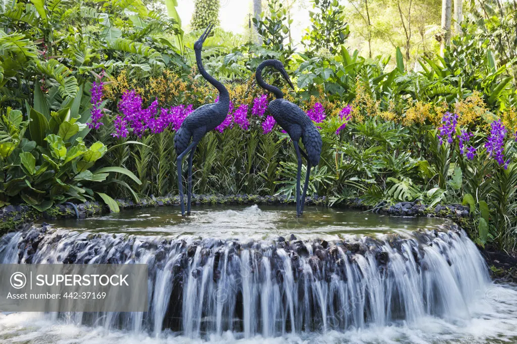 Fountain in a botanical garden, Singapore Botanical Gardens, Singapore