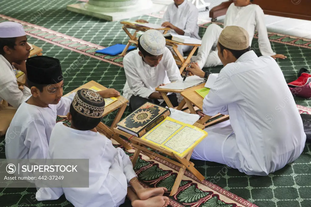Children studying Koran in a mosque, Jamae Mosque, Singapore