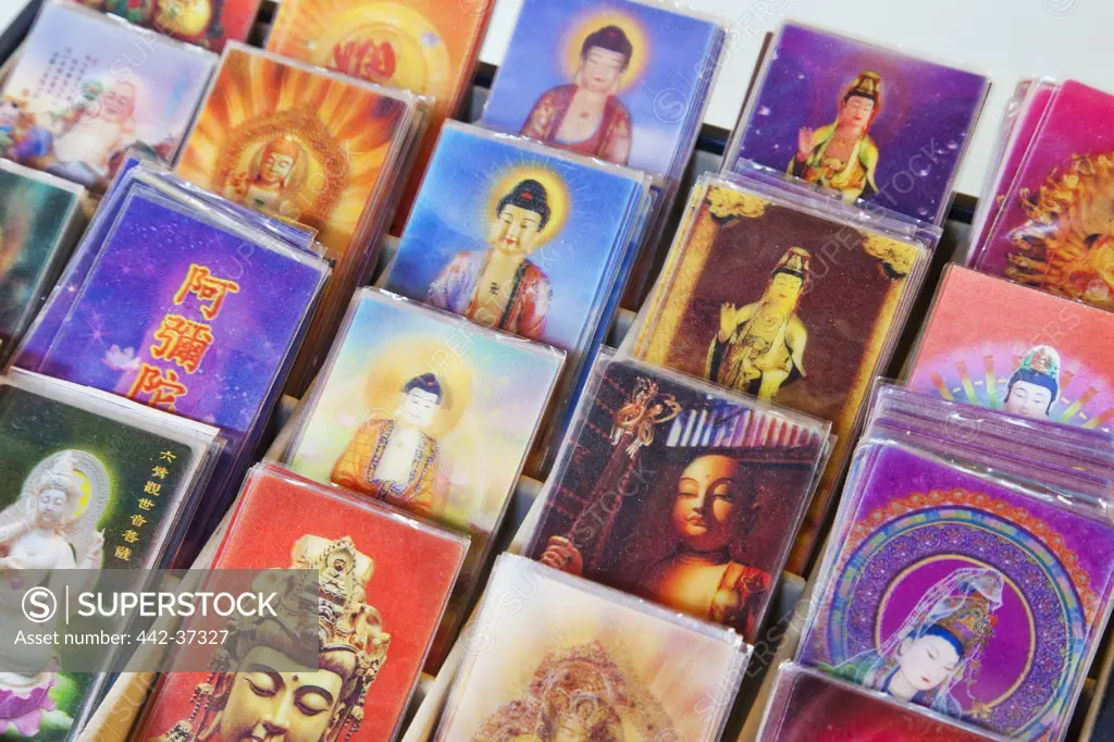 Buddhist prayer cards, Western Monastery, Tsuen Wan, Hong Kong, China