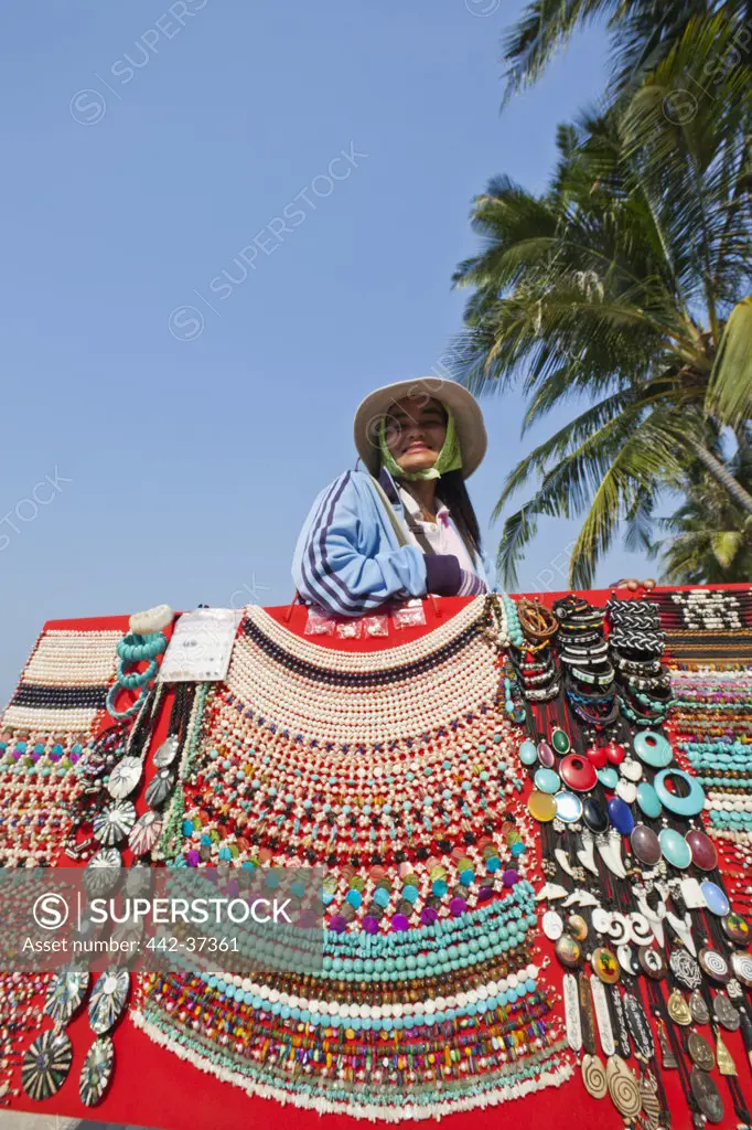 Thailand,Trat Province,Koh Chang,Beach Vendor Selling Jewellery