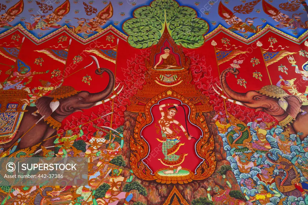 Thailand,Trat Province,Koh Chang,Salak Phet Bay,Wat Salak Phet,Interior Wall Decoration