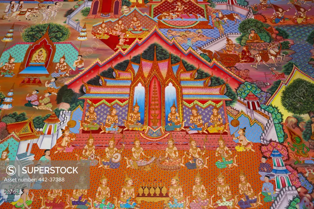 Thailand,Trat Province,Koh Chang,Salak Phet Bay,Wat Salak Phet,Interior Wall Decoration