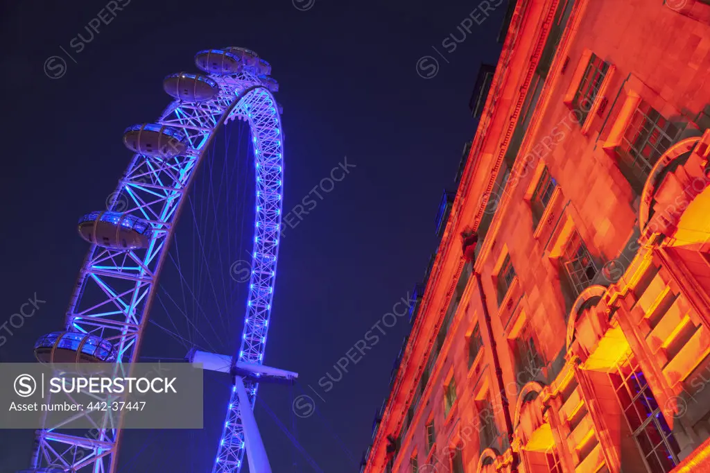 UK, London, London Eye and County Hall Building