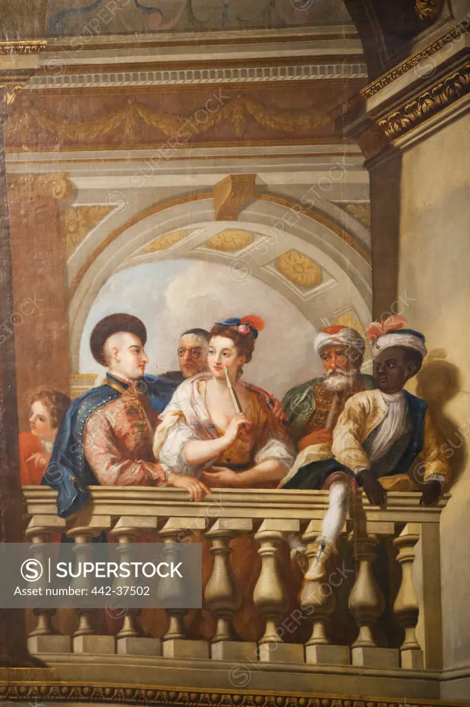 UK, London, Kensington, Kensington Palace, The King's Staircase, Wall Paintings depicting Nobles