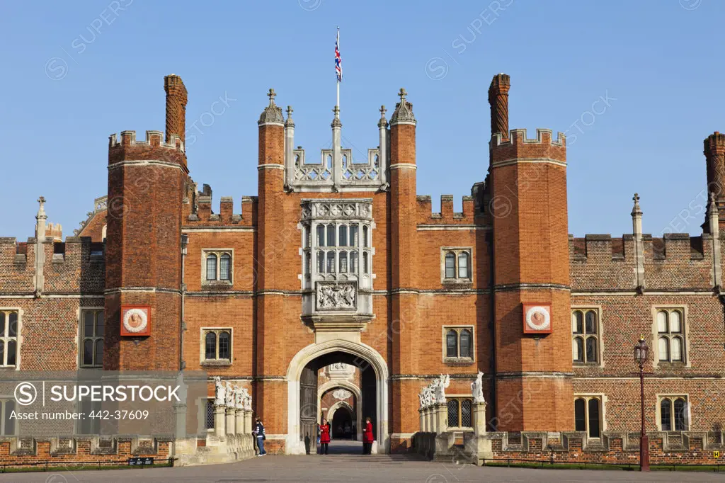 UK, England, London, Surrey, Hampton Court Palace, Great Gate House Entrance