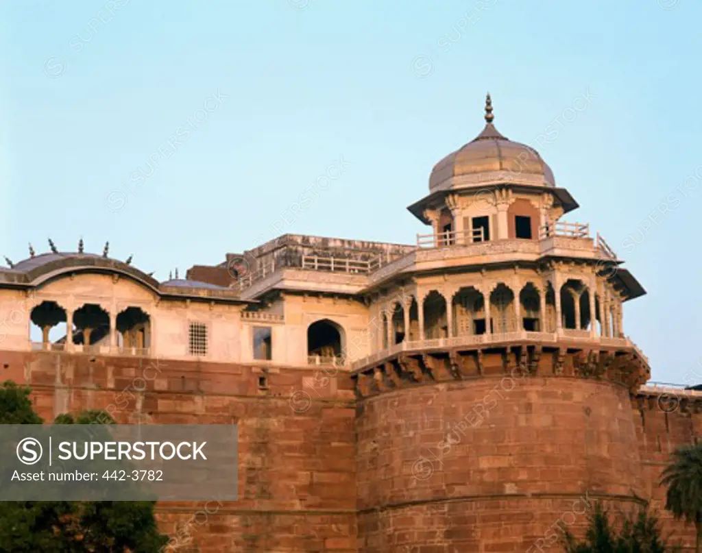 Low angle view of the Agra Fort, Agra, Uttar Pradesh, India