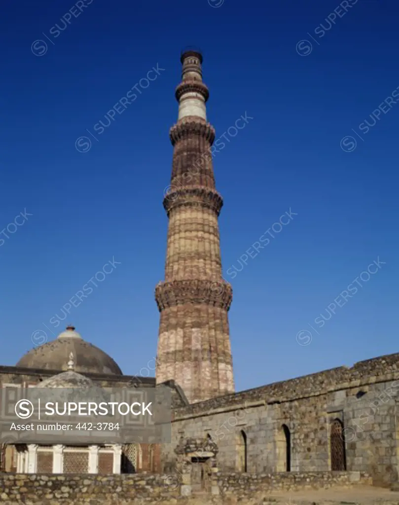 Low angle view of the Qutab Minar, New Delhi, India