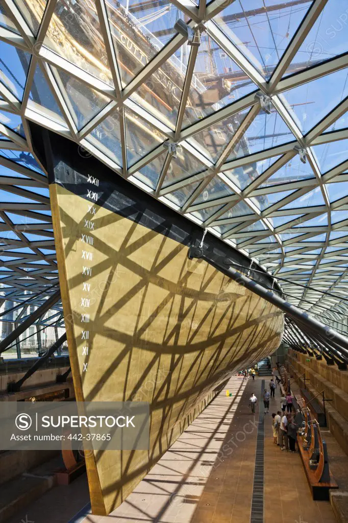 UK, England, London, Greenwich, Cutty Sark, View of Hull from under the Ship