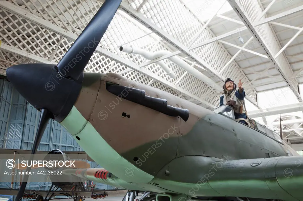 England, Cambridgeshire, Duxford, Imperial War Museum, Battle of Britain Hangar, Hawker Hurricane Mk IIB, Vintage WWII Fighter Plane