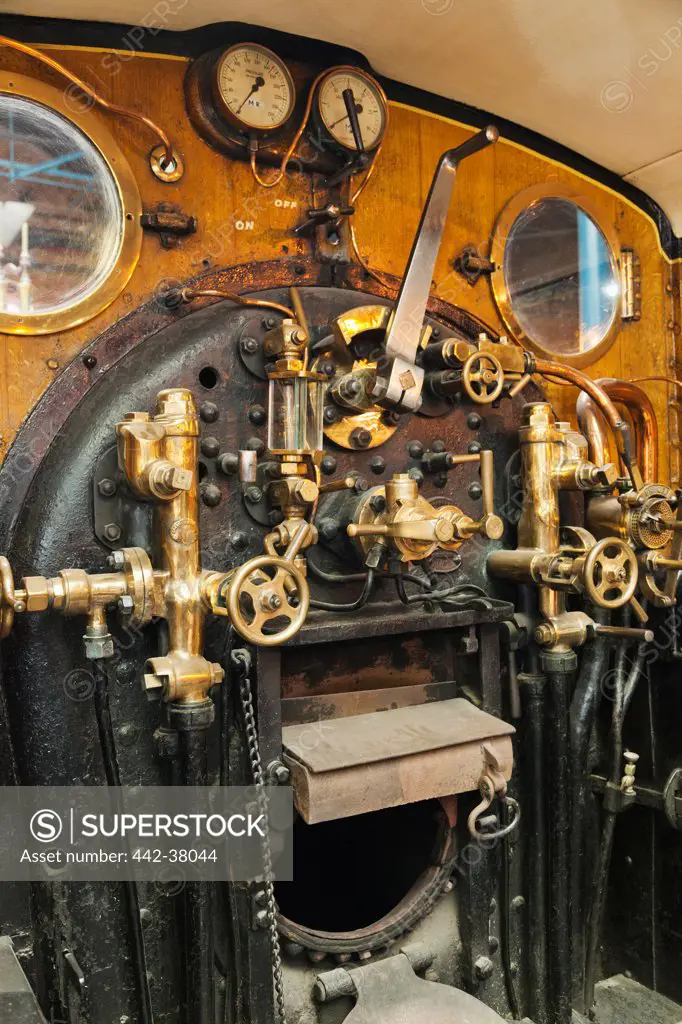 England, Yorkshire, York, The National Railway Museum, Typical Steam Locomotive Driver's Cab