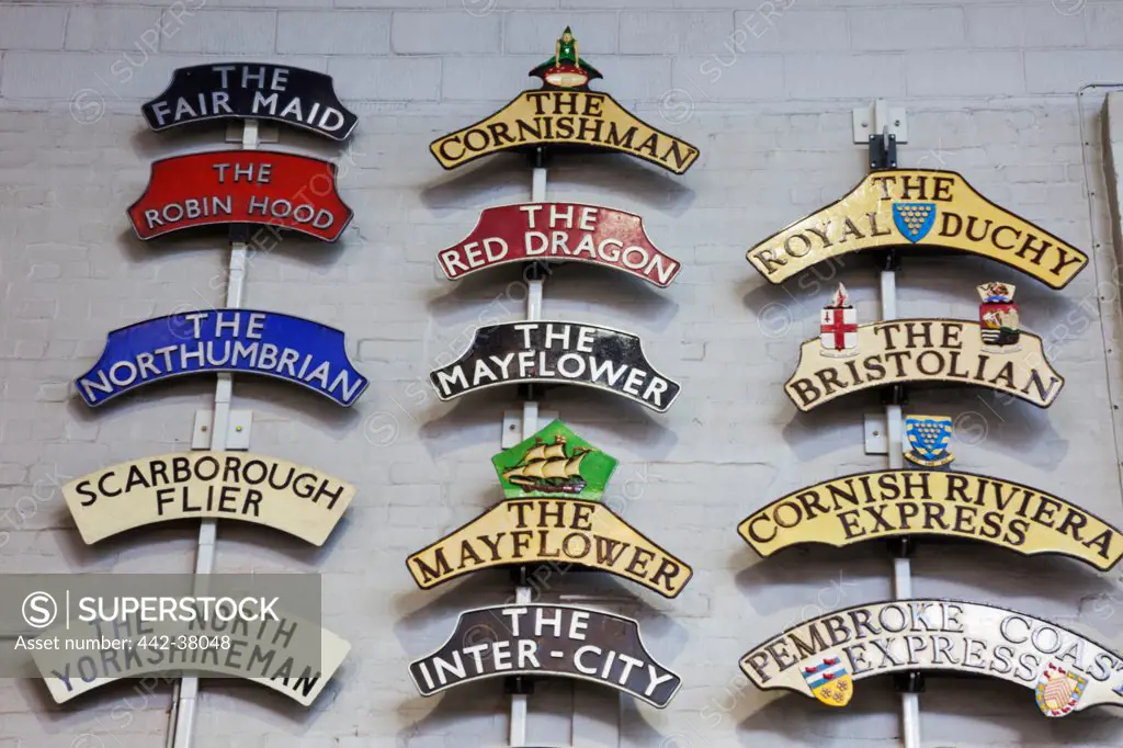 England, Yorkshire, York, The National Railway Museum, Historical Train Name Plates