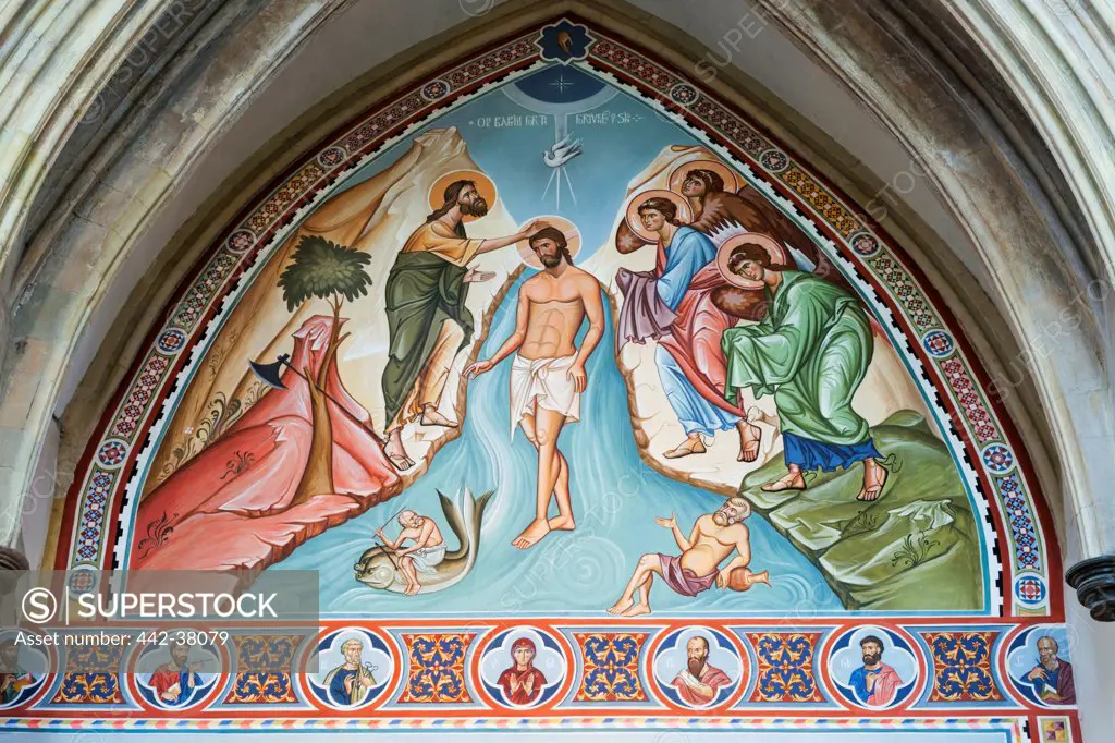 England, Kent, Rochester, Rochester Cathedral, Baptism of Fresco Painted by Sergei Fyodorov