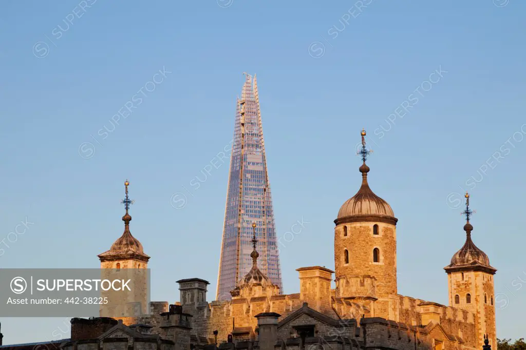 UK, London, Tower of London and The Shard