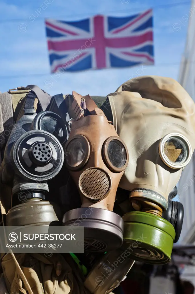 UK, London, Nottinghill, Portobello Road, Antique Gas Masks