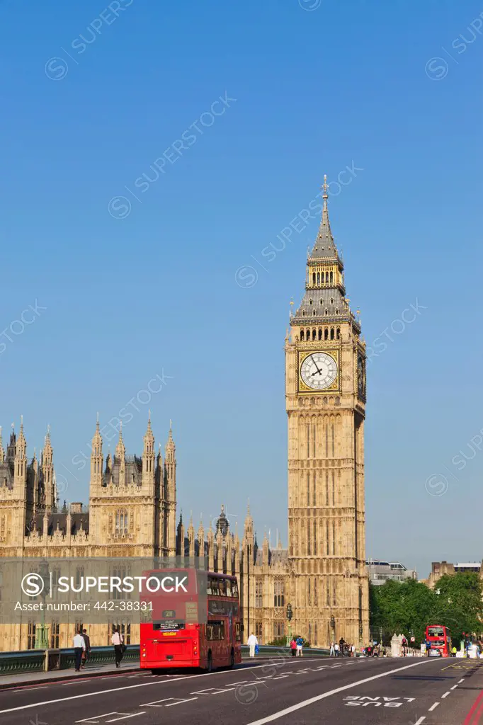 UK, London, Westminster, Big Ben and Westminster Bridge