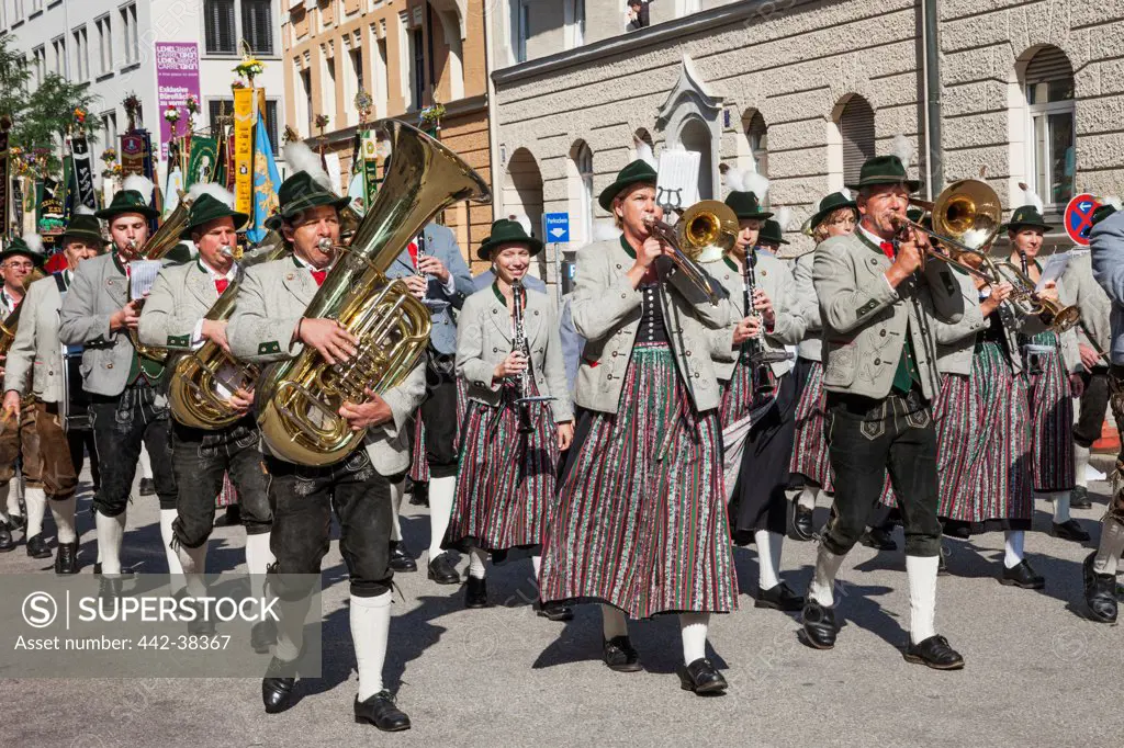 Oktoberfest Parade marching band at a festival, Munich, Bavaria, Germany