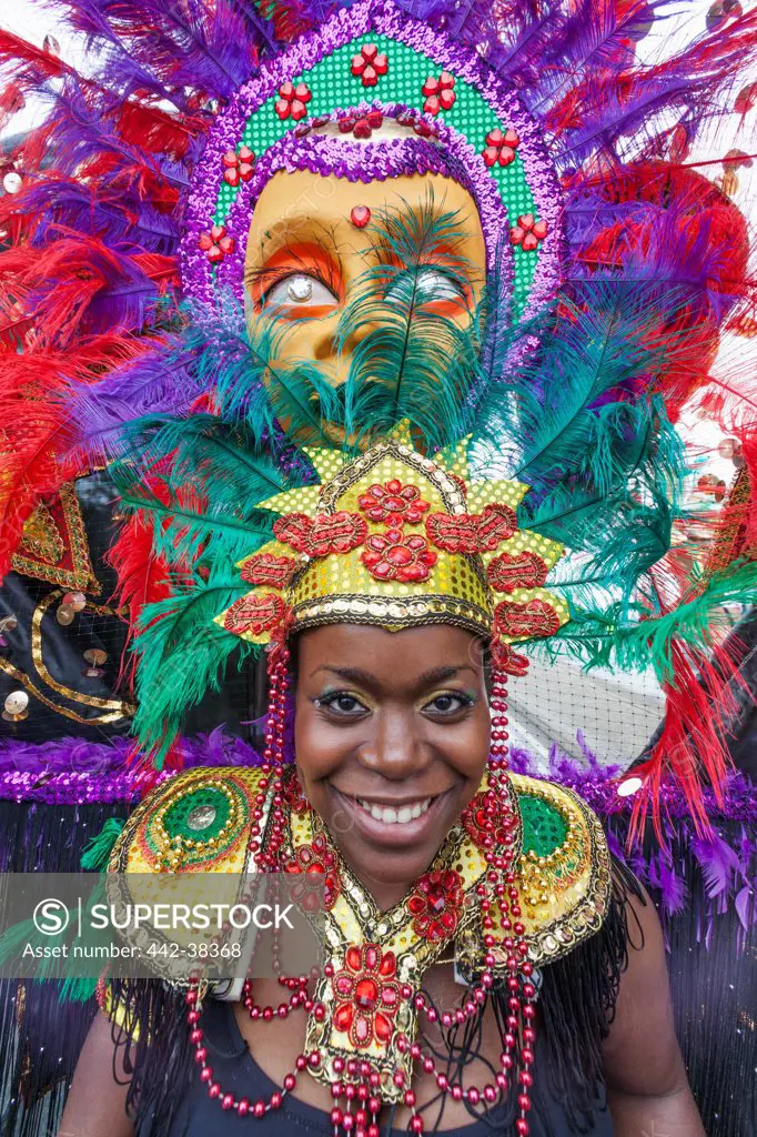 Woman performing in a carnival, Notting Hill Carnival, Notting Hill, London, England