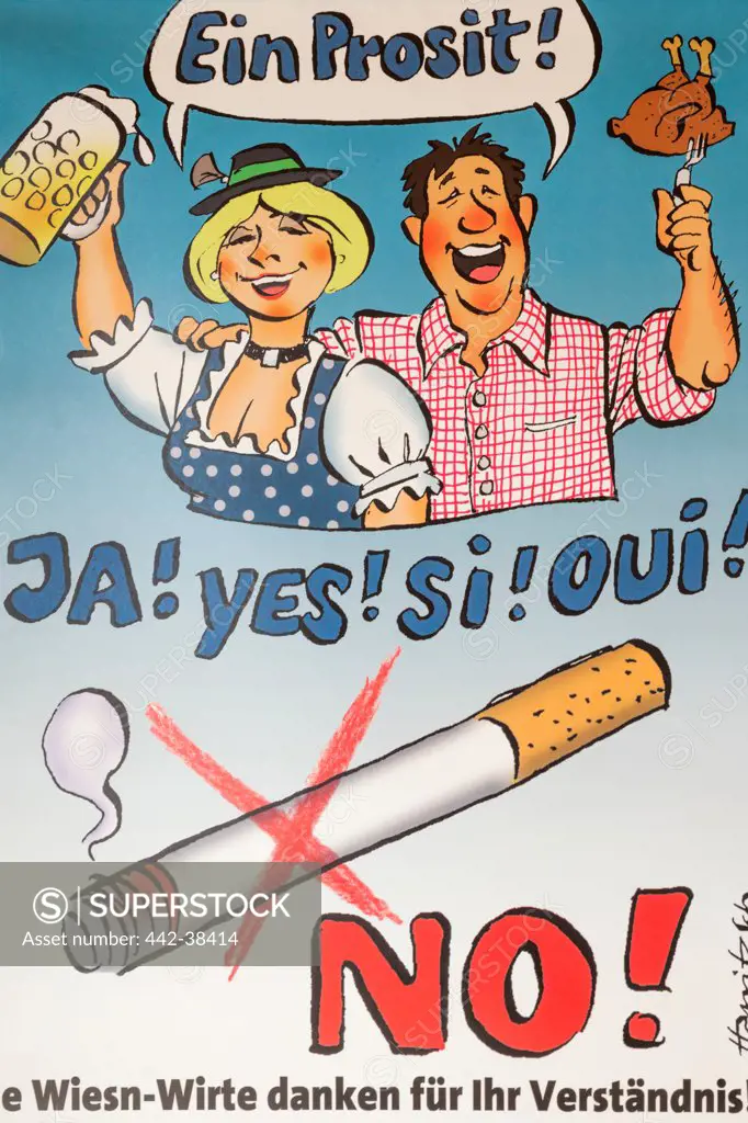 No Smoking Sign, Oktoberfest, Munich, Bavaria, Germany