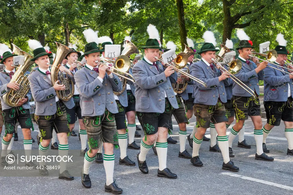 Oktoberfest Parade marching band at a festival, Munich, Bavaria, Germany