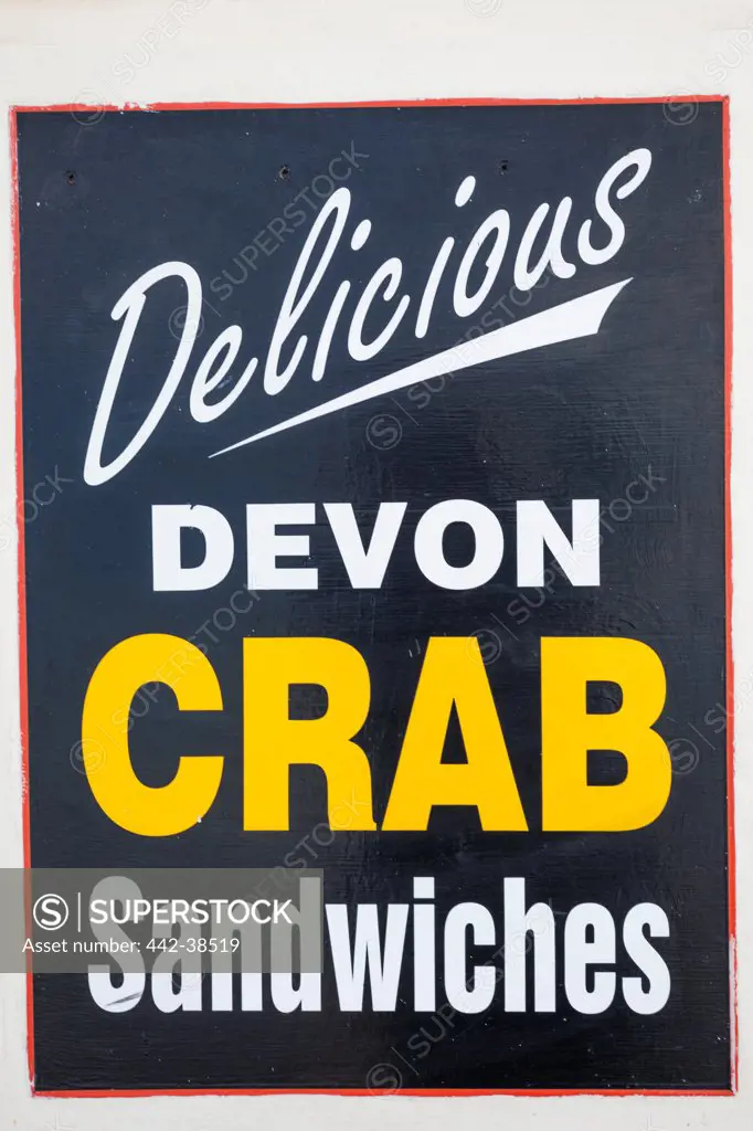 UK, England, Devon, Paignton, Paignton Beach, Snack Stand Menu Sign
